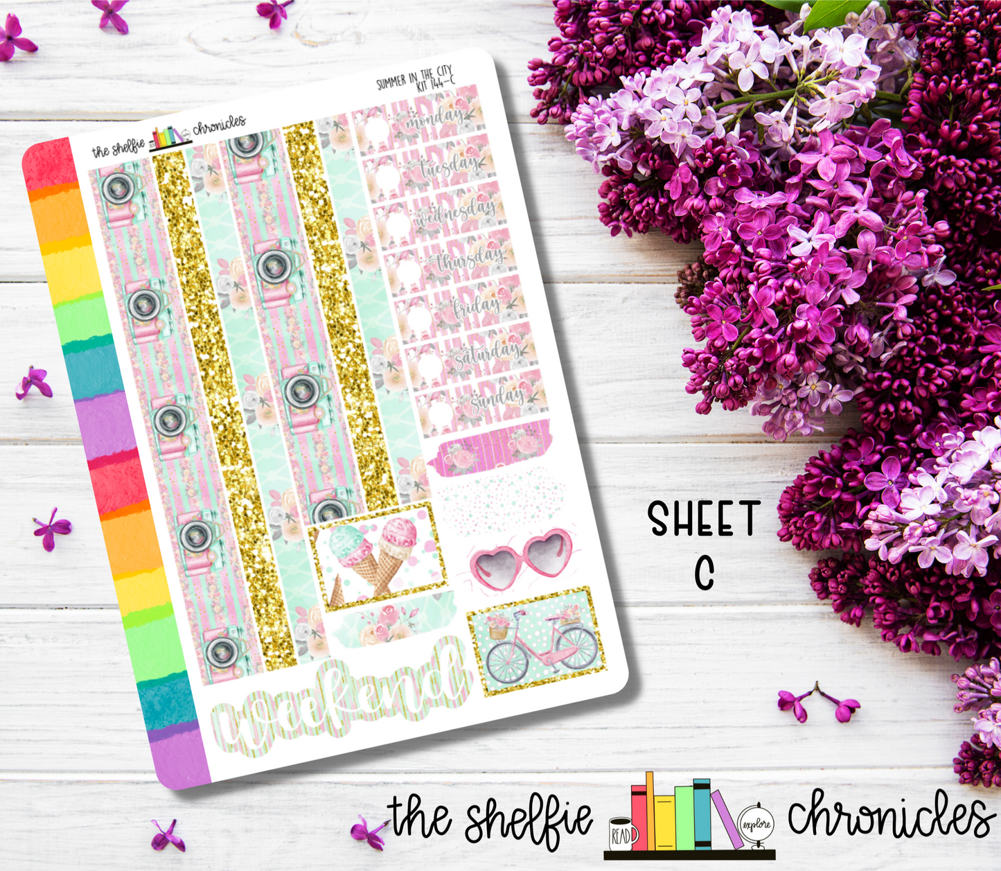 Kit 144 - Summer In The City - Die Cut Stickers - Repositionable Paper - Made To Fit 7x9 Planners