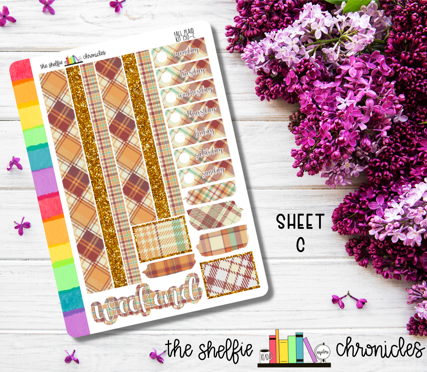 Kit 150 - Fall Plaid Weekly Kit - Die Cut Stickers - Repositionable Paper - Made To Fit 7x9 Planners