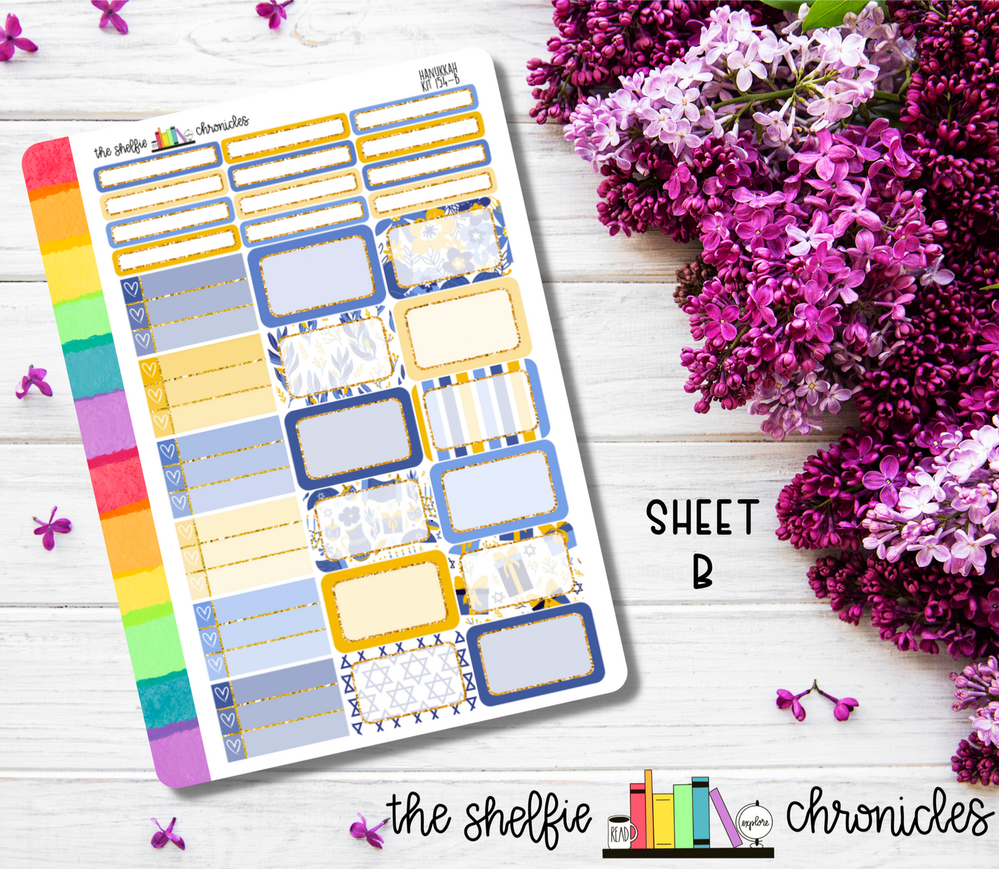 Kit 154 - Hanukkah Weekly Kit - Die Cut Stickers - Repositionable Paper - Made To Fit 7x9 Planners
