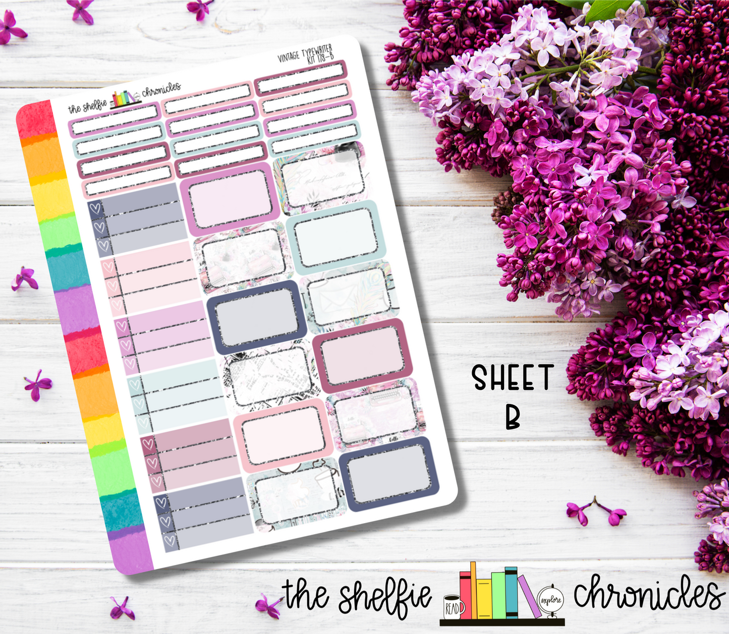 Kit 178 - Vintage Typewriter Weekly Kit - Die Cut Stickers - Repositionable Paper - Made To Fit 7x9 Planners