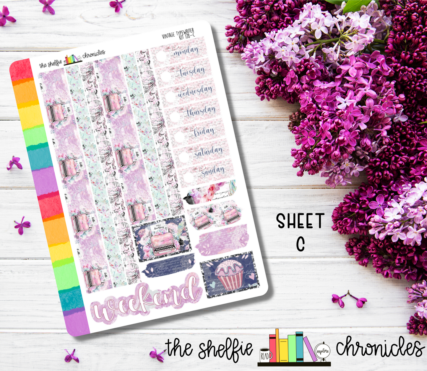 Kit 178 - Vintage Typewriter Weekly Kit - Die Cut Stickers - Repositionable Paper - Made To Fit 7x9 Planners