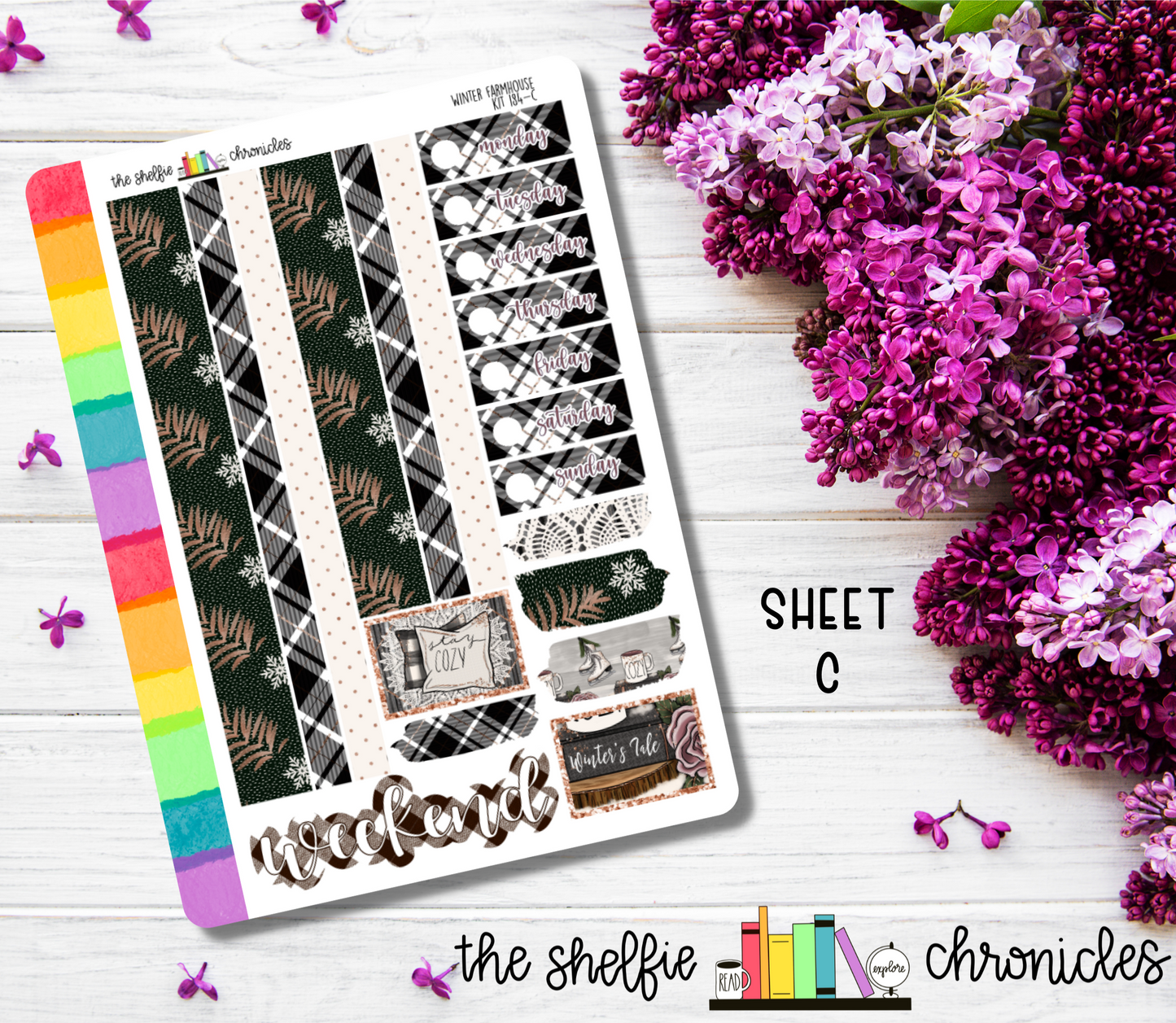 Kit 184 - Winter Farmhouse Weekly Kit - Die Cut Stickers - Repositionable Paper - Made To Fit 7x9 Planners