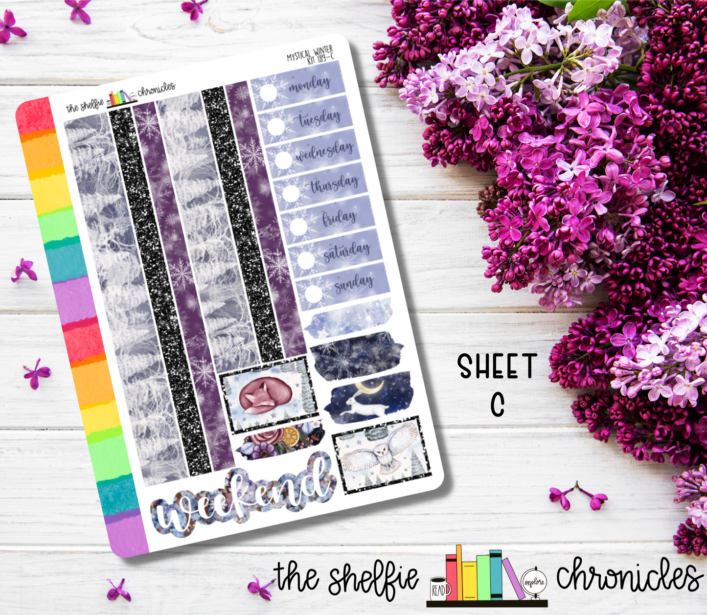 Kit 189 - Mystical Winter Weekly Kit - Die Cut Stickers - Repositionable Paper - Made To Fit 7x9 Planners