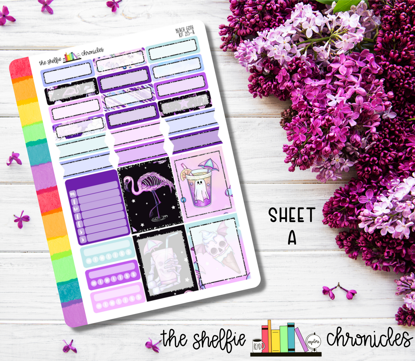 Kit 215 - Beach Goth Weekly Kit - Die Cut Stickers - Repositionable Paper - Made To Fit 7x9 Planners