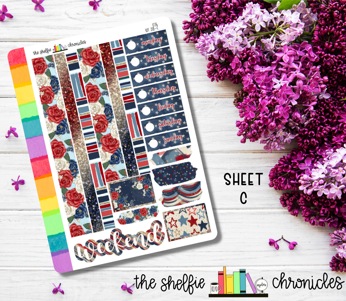 Kit 218 - 1776 Weekly Kit - Die Cut Stickers - Repositionable Paper - Made To Fit 7x9 Planners
