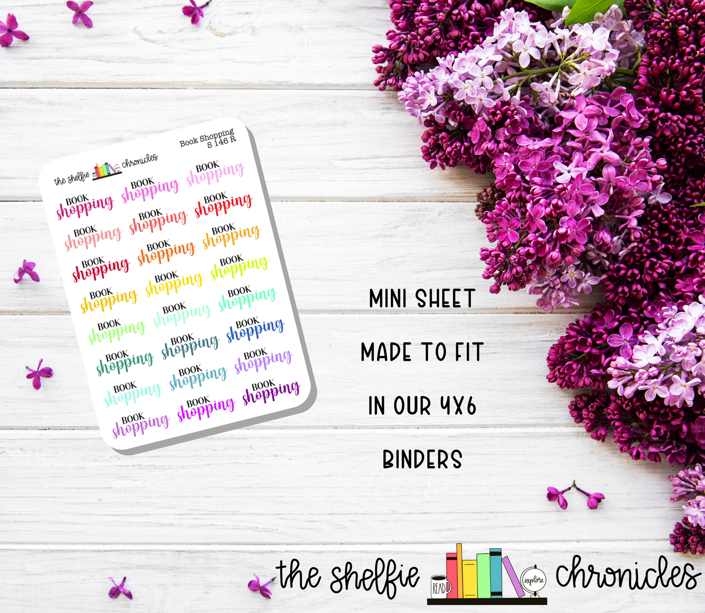 S 146 - Book Shopping - Choose Your Color - Die Cut Stickers - Repositionable Paper