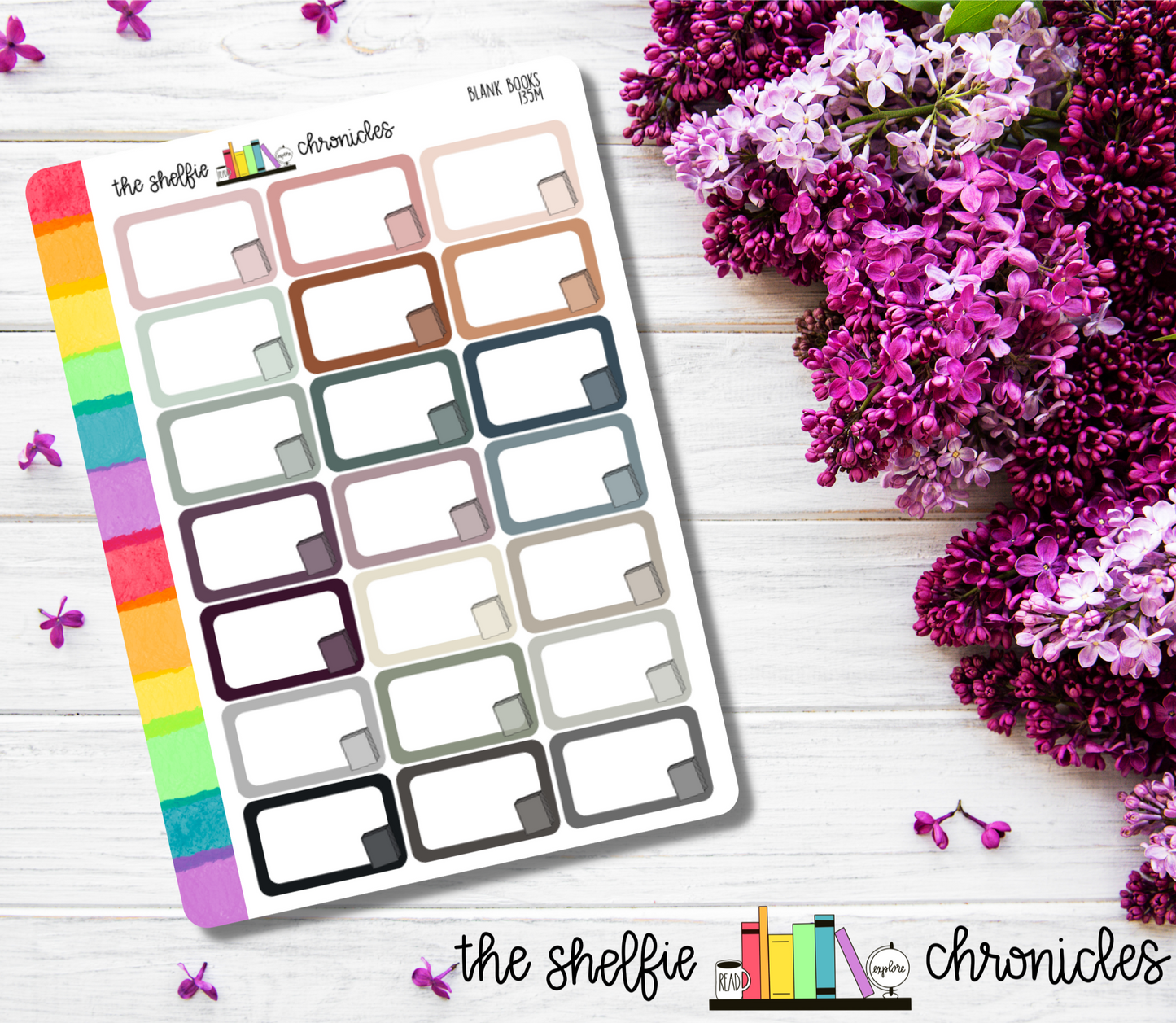 135 - Blank Books - Choose Your Color - Half Box Die Cut Stickers - Repositionable Paper - Great For Planners And Reading Journals