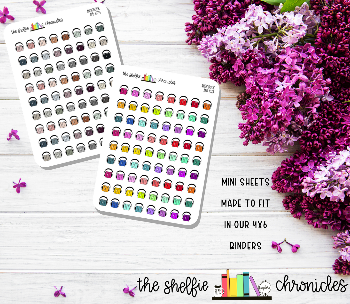 RTS - AFB 107 - Mini Audiobooks - Fits The Always Fully Booked Planner - Choose Your Color - Die Cut Stickers - Repositionable