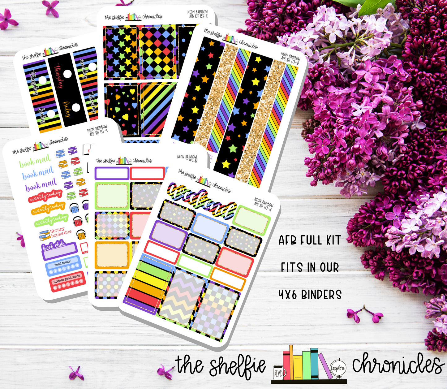 AFB Kit 133 - Neon Rainbow Weekly Kit - Made To Fit The 2023 Always Fully Booked Planner - Die Cut Stickers - Repositionable