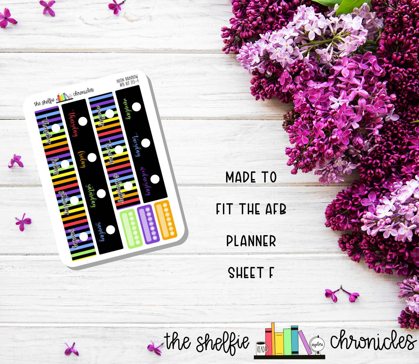 AFB Kit 133 - Neon Rainbow Weekly Kit - Made To Fit The 2023 Always Fully Booked Planner - Die Cut Stickers - Repositionable