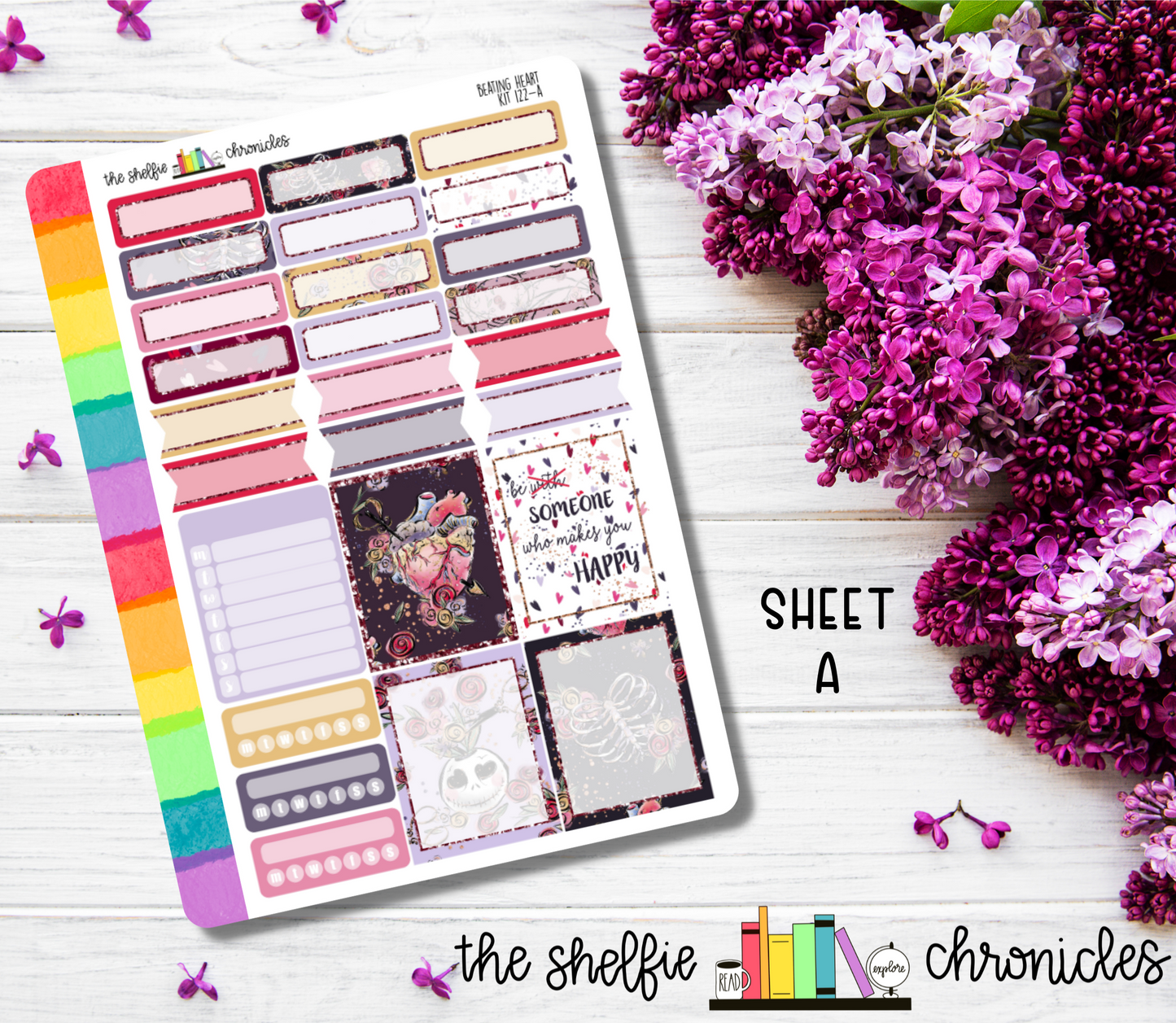 Kit 122 - Beating Heart Weekly Kit - Die Cut Stickers - Repositionable Paper