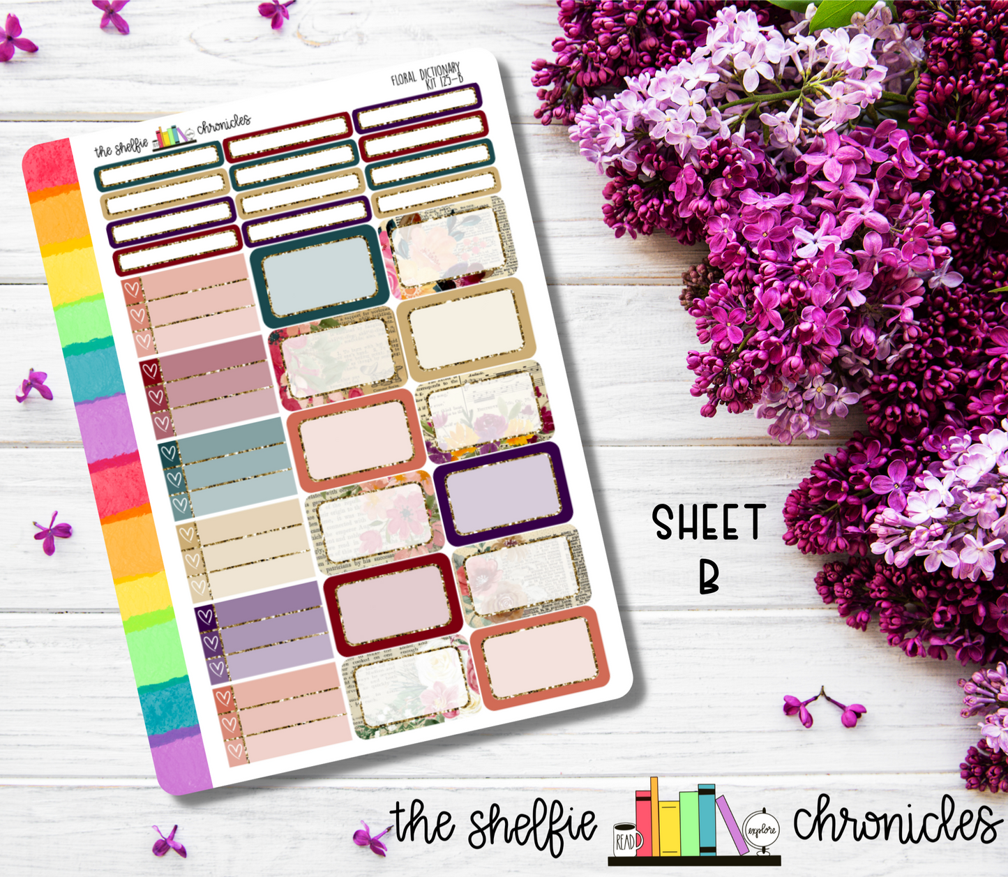 Kit 125 - Floral Dictionary Weekly Kit - Die Cut Stickers - Repositionable Paper