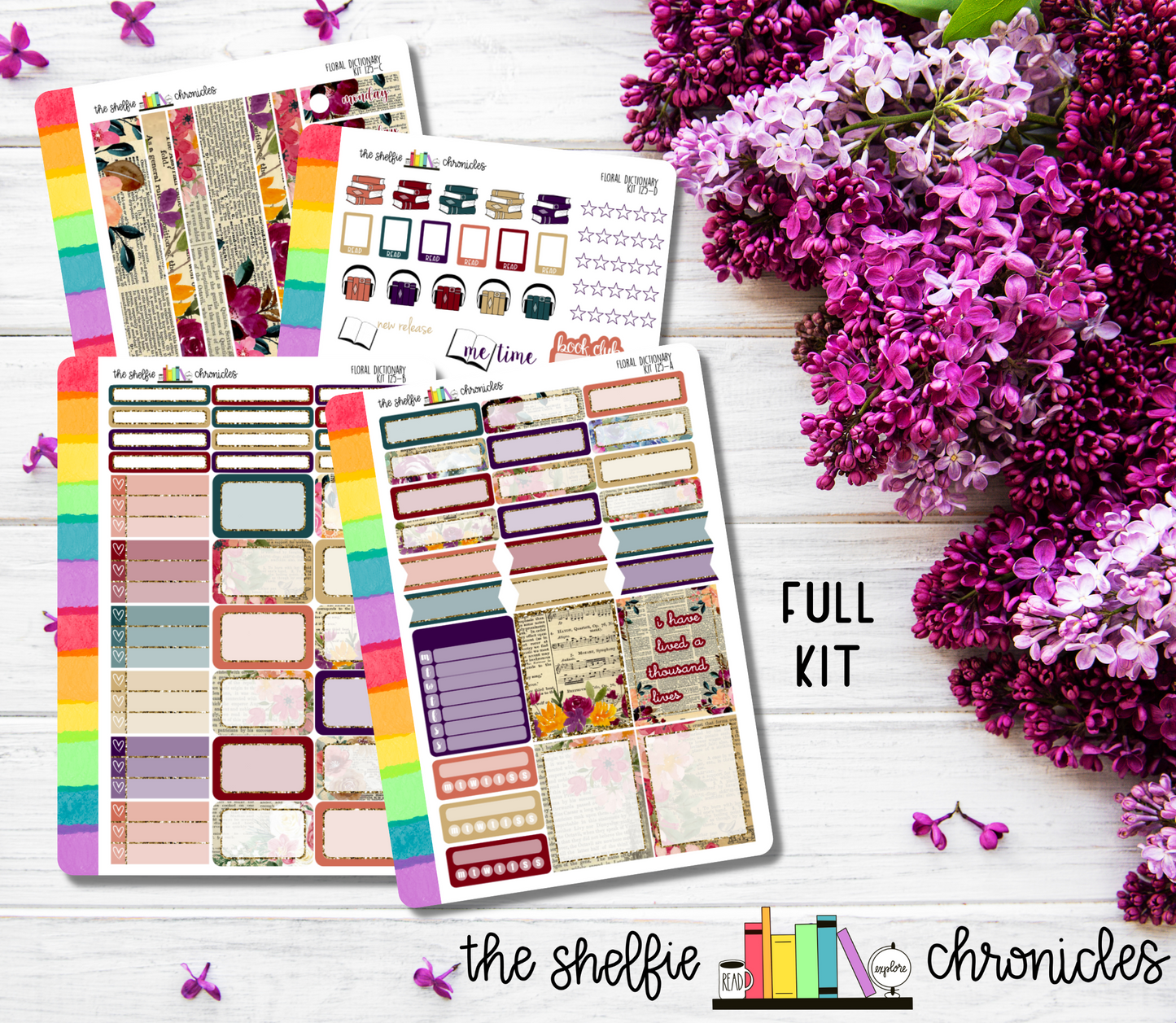 Kit 125 - Floral Dictionary Weekly Kit - Die Cut Stickers - Repositionable Paper