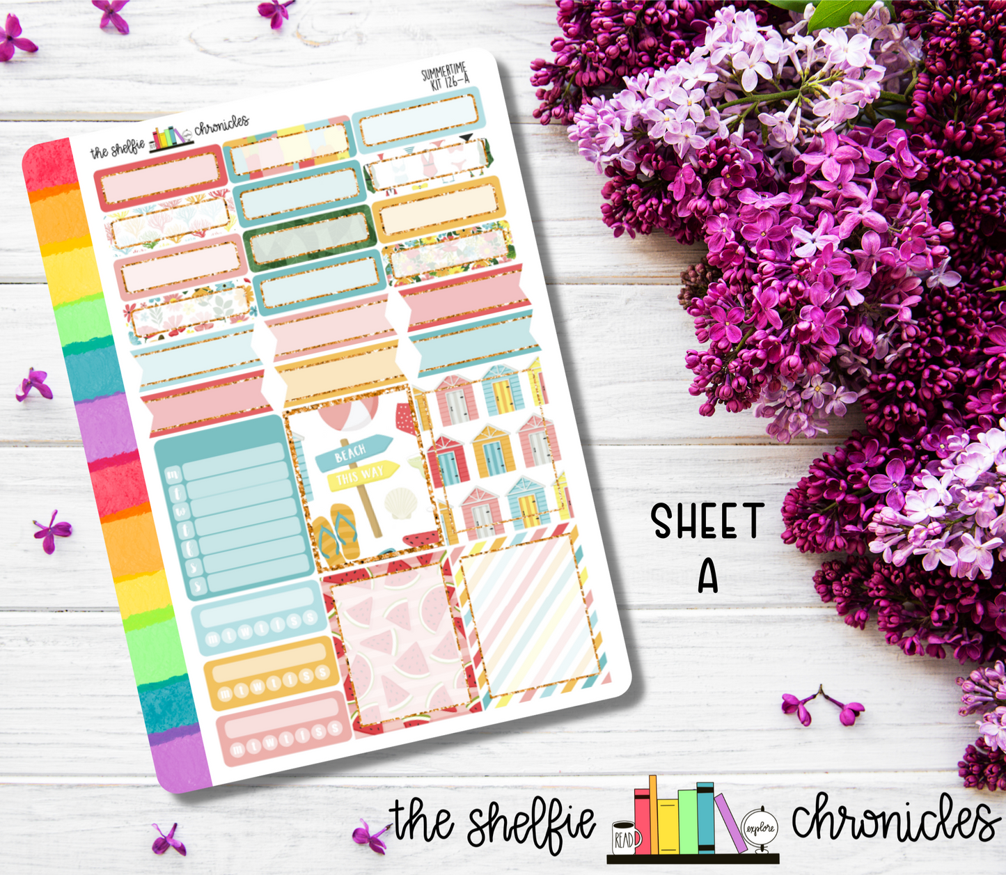 Kit 126 - Summertime Weekly Kit - Die Cut Stickers - Repositionable Paper - Made To Fit 7x9 Planners