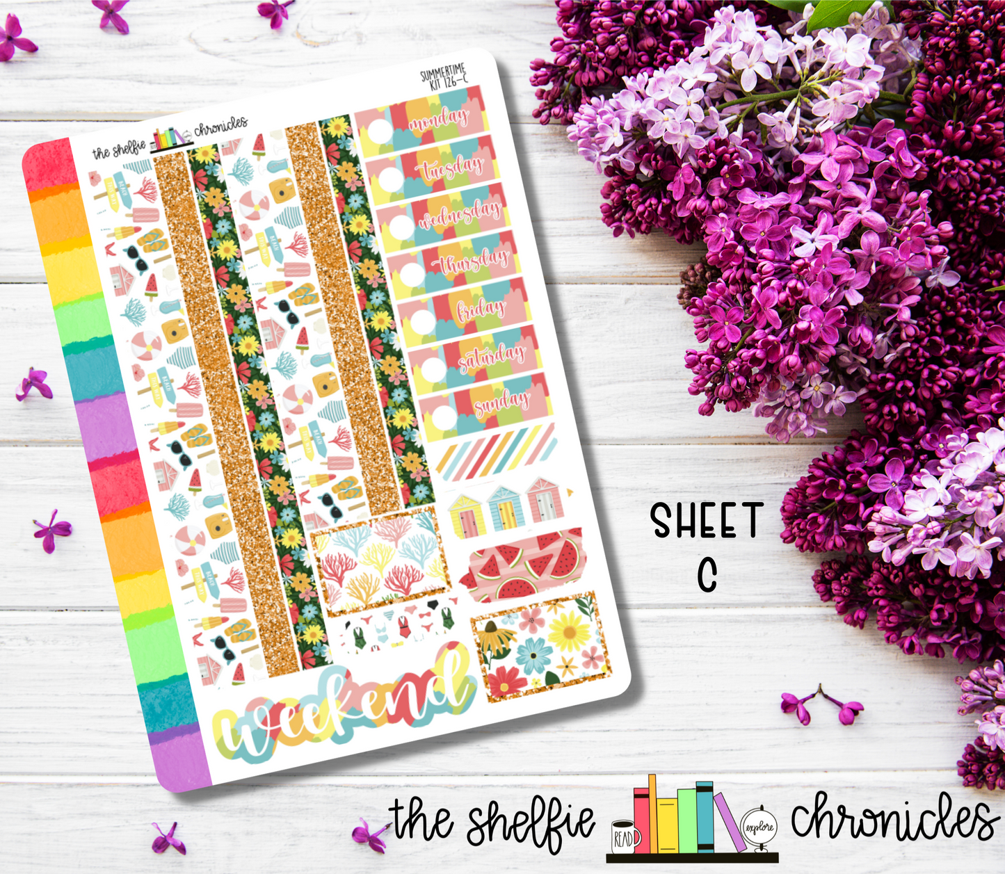 Kit 126 - Summertime Weekly Kit - Die Cut Stickers - Repositionable Paper - Made To Fit 7x9 Planners