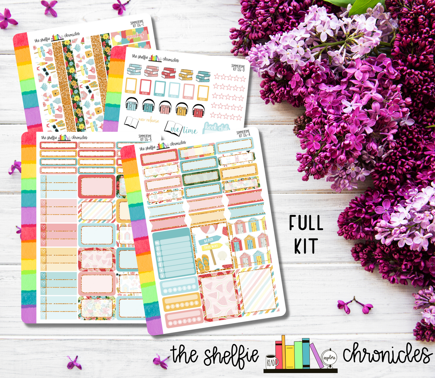 Kit 126 - Summertime Weekly Kit - Die Cut Stickers - Repositionable Paper - Made To Fit 7x9 Planners