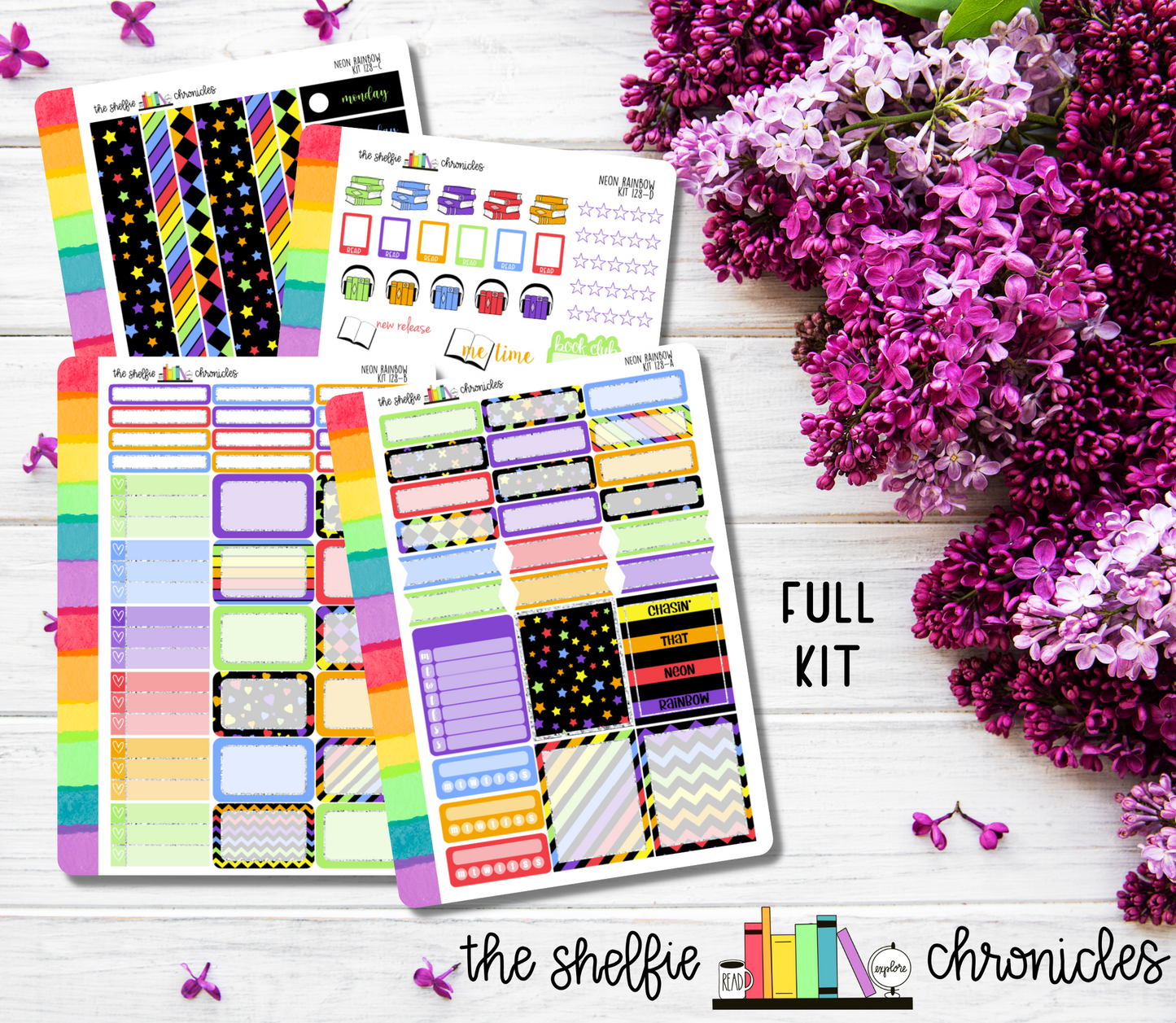 Kit 128 - Neon Rainbow Weekly Kit - Die Cut Stickers - Repositionable Paper