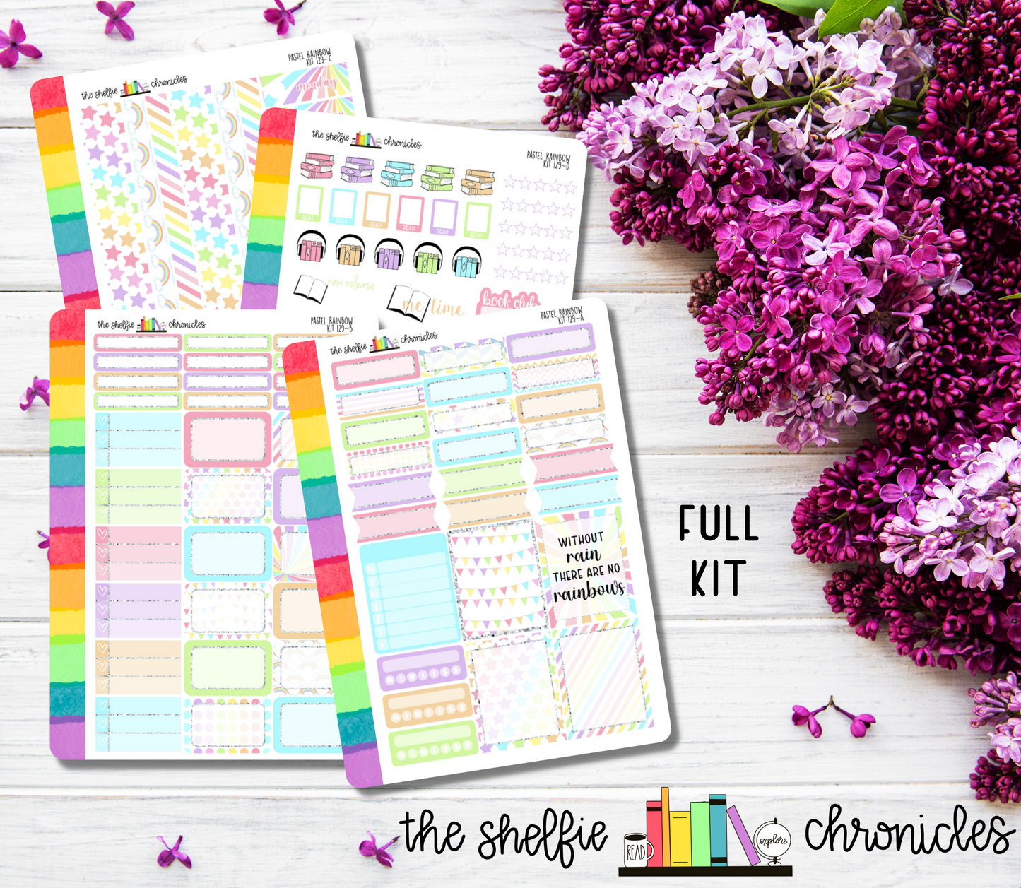 Kit 129 - Pastel Rainbow Weekly Kit - Die Cut Stickers - Repositionable Paper