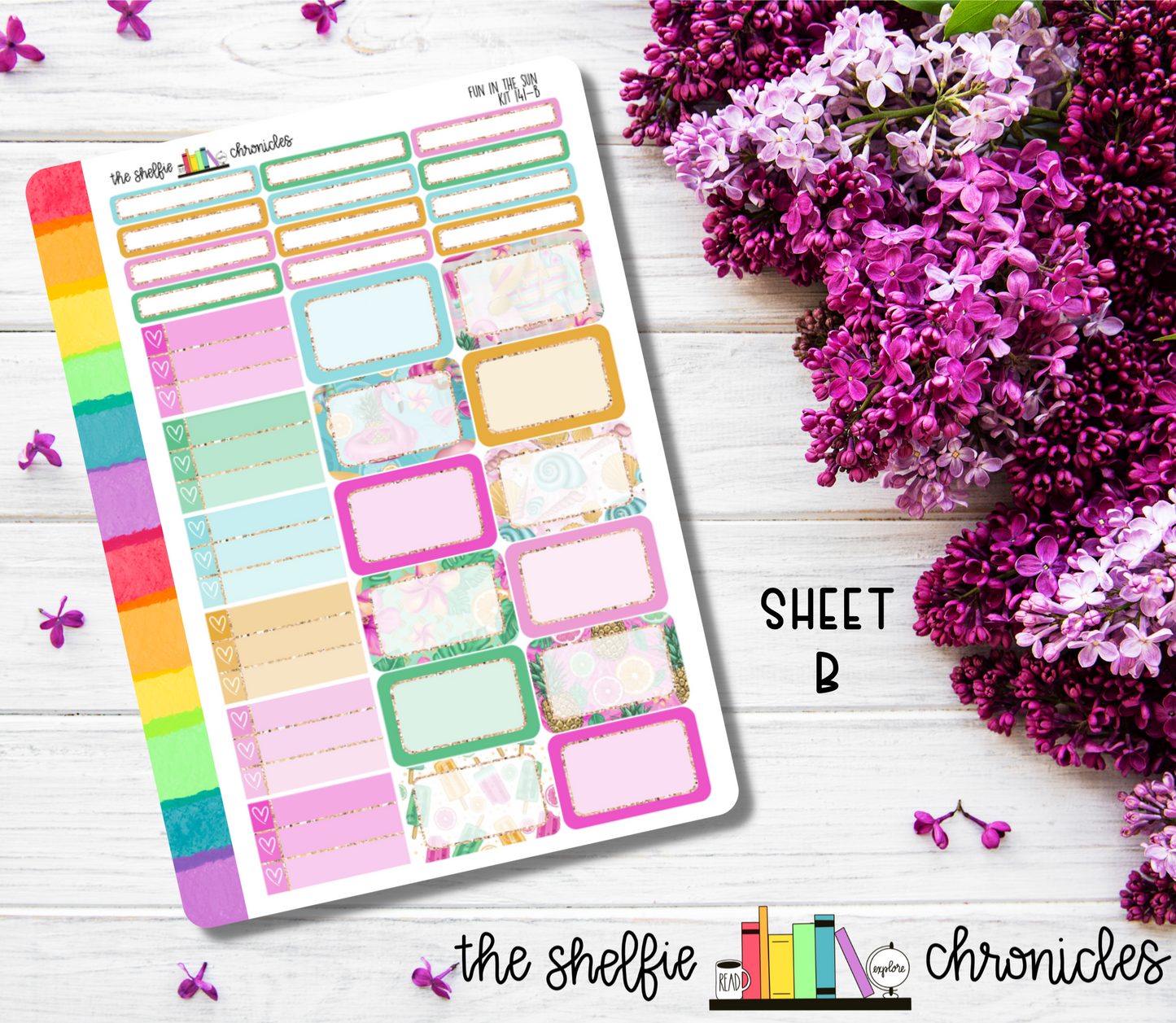 Kit 141 - Fun In The Sun - Die Cut Stickers - Repositionable Paper - Made To Fit 7x9 Planners
