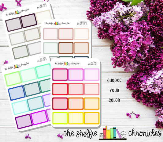 AFB 136 - Mini Half Box - Fits The Always Fully Booked Planner - Choose Your Color - Die Cut Stickers - Repositionable