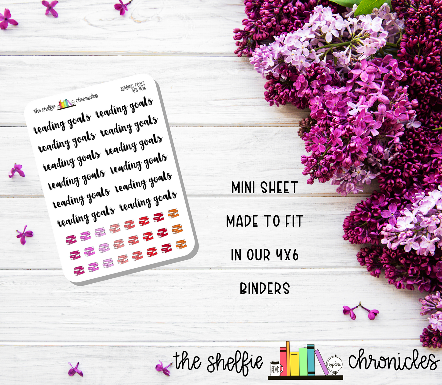 AFB 145 - Reading Goals - Monthly Wrap Up - Choose Your Color - Die Cut Stickers - Repositionable