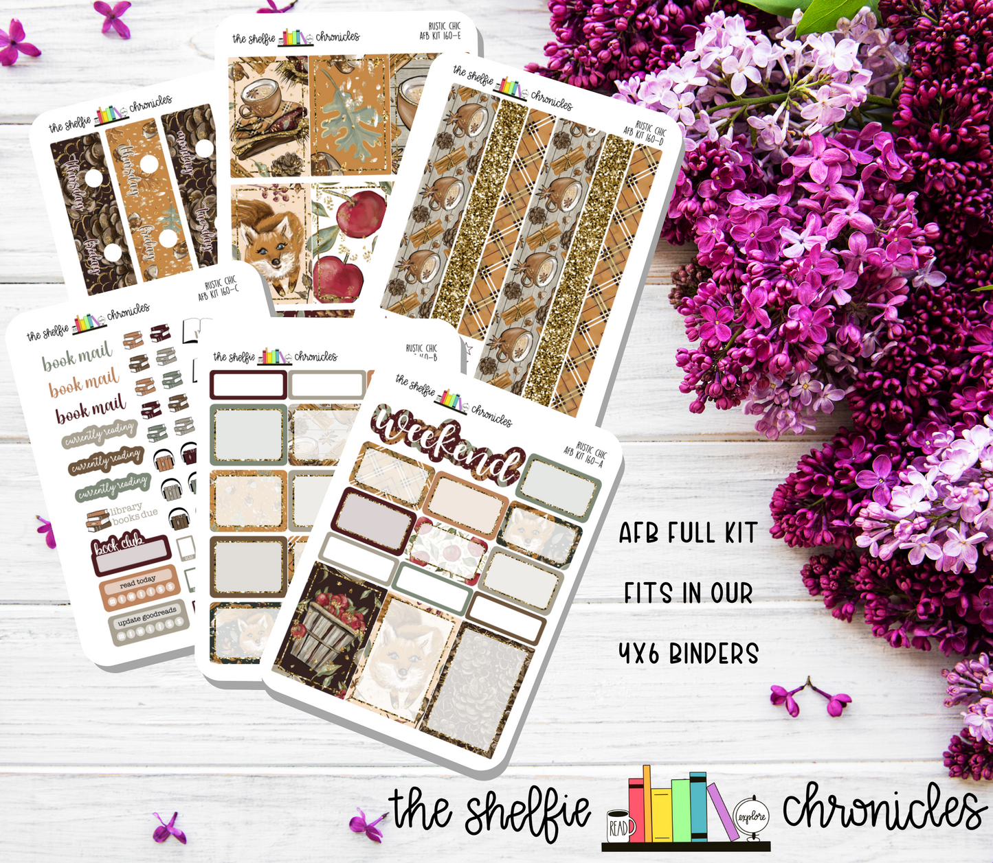 AFB Kit 160 - Rustic Chic - Made To Fit The 2023 Always Fully Booked Planner - Die Cut Stickers - Repositionable