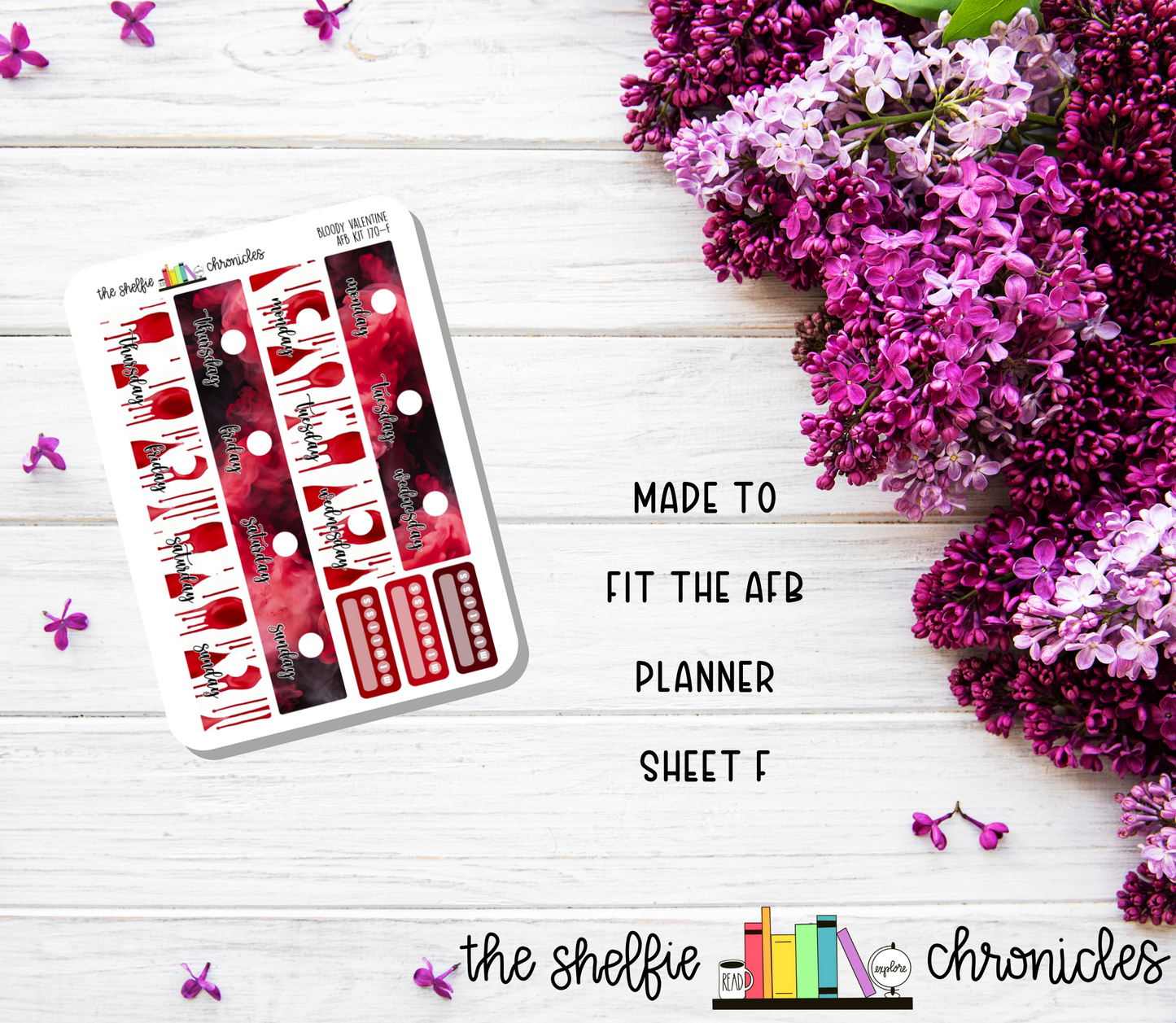 AFB Kit 170 - Bloody Valentine - Made To Fit The 2023 Always Fully Booked Planner - Die Cut Stickers - Repositionable