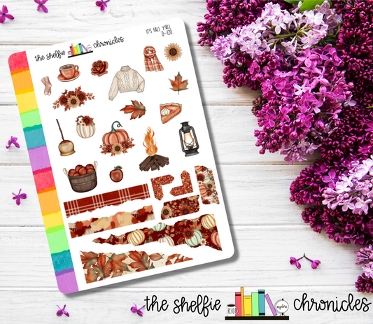 D 120 - It's Fall Y'all - Die Cut Stickers - Repositionable Paper - Perfect For Reading Journals And Planners