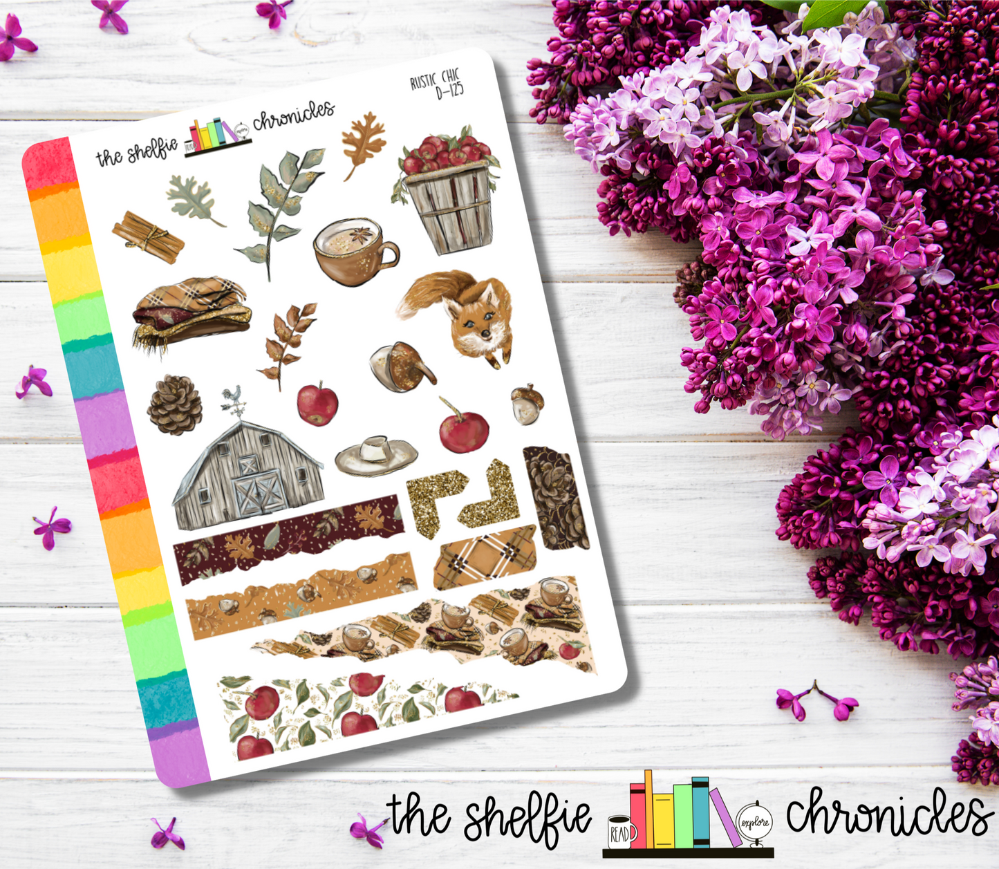 D 125 - Rustic Chic - Die Cut Stickers - Repositionable Paper - Perfect For Reading Journals And Planners