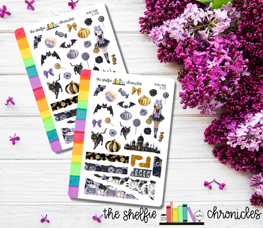 D 127 - Spooky Reads - Die Cut Stickers - Repositionable Paper - Perfect For Reading Journals And Planners
