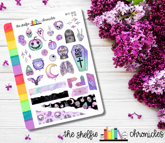 D 128 - Pretty Creepy - Die Cut Stickers - Repositionable Paper - Perfect For Reading Journals And Planners