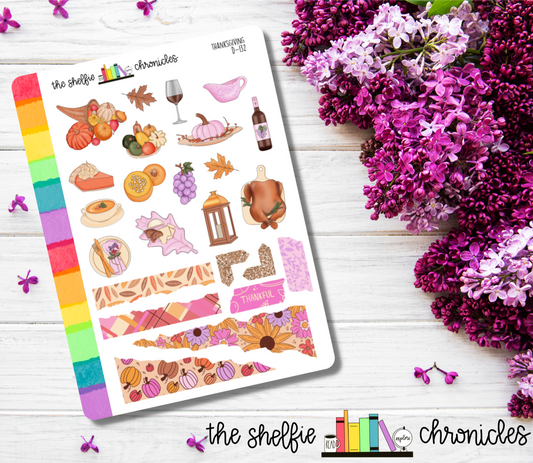 D 132 - Thanksgiving - Die Cut Stickers - Repositionable Paper - Perfect For Reading Journals And Planners