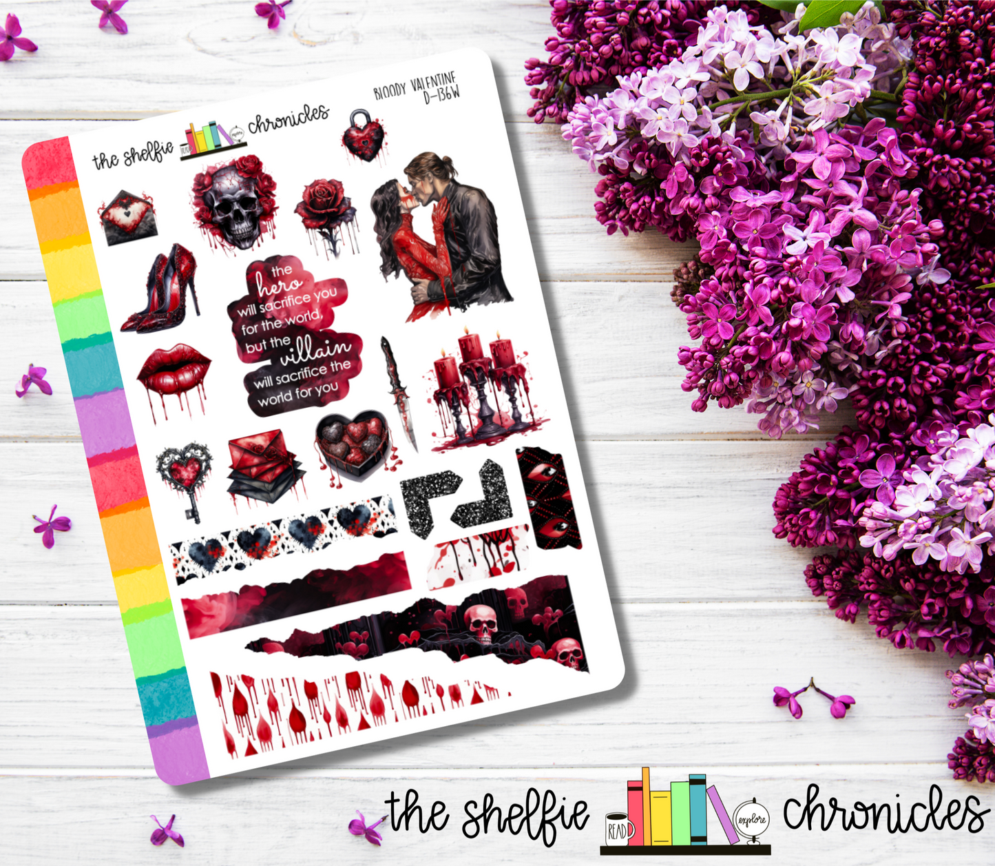 D 136 - Bloody Valentine - Die Cut Stickers - Repositionable Paper - Perfect For Reading Journals And Planners