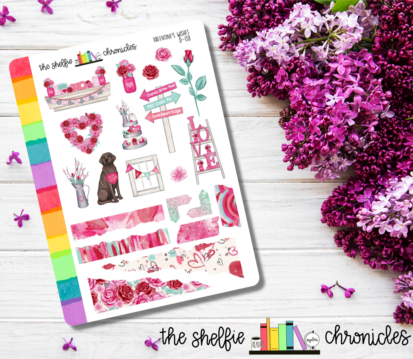 D 138 - Valentine's Wishes - Die Cut Stickers - Repositionable Paper - Perfect For Reading Journals And Planners