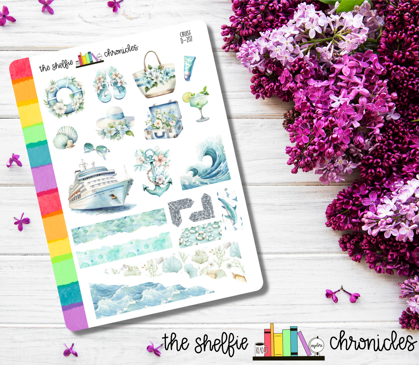 D 207 - Cruise - Die Cut Stickers - Repositionable Paper - Perfect For Reading Journals And Planners