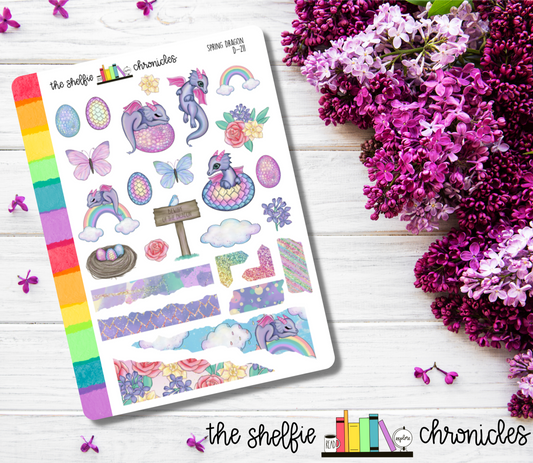 D 211 - Spring Dragon - Die Cut Stickers - Repositionable Paper - Perfect For Reading Journals And Planners