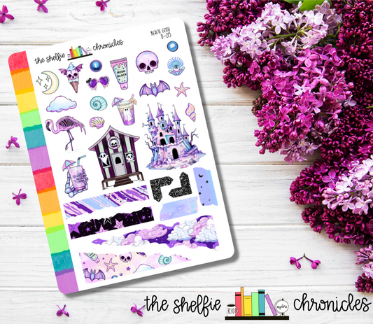 D 215 - Beach Goth - Die Cut Stickers - Repositionable Paper - Perfect For Reading Journals And Planners