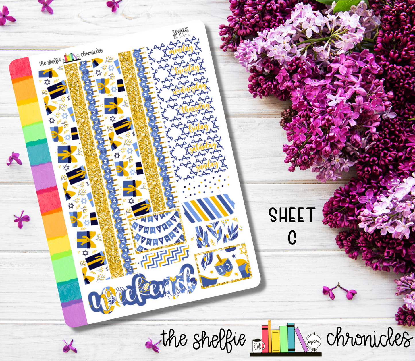 Kit 154 - Hanukkah Weekly Kit - Die Cut Stickers - Repositionable Paper - Made To Fit 7x9 Planners