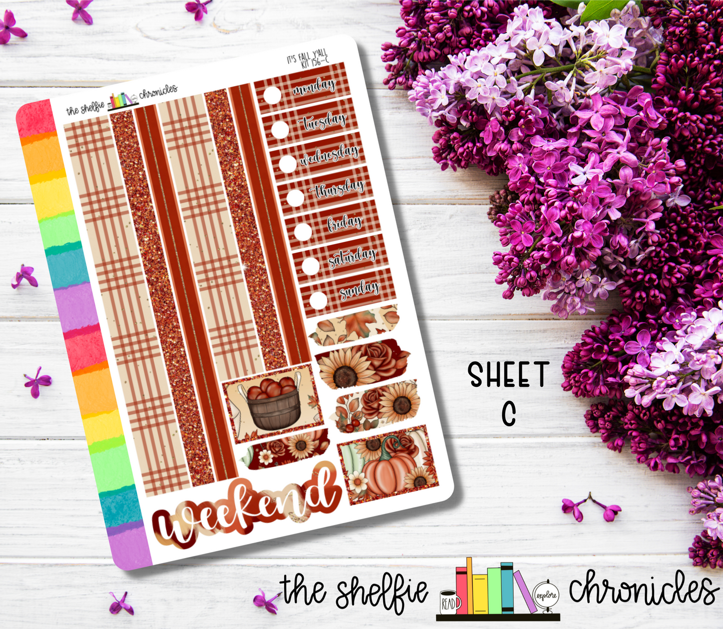 Kit 156 - It's Fall Y'all Weekly Kit - Die Cut Stickers - Repositionable Paper - Made To Fit 7x9 Planners