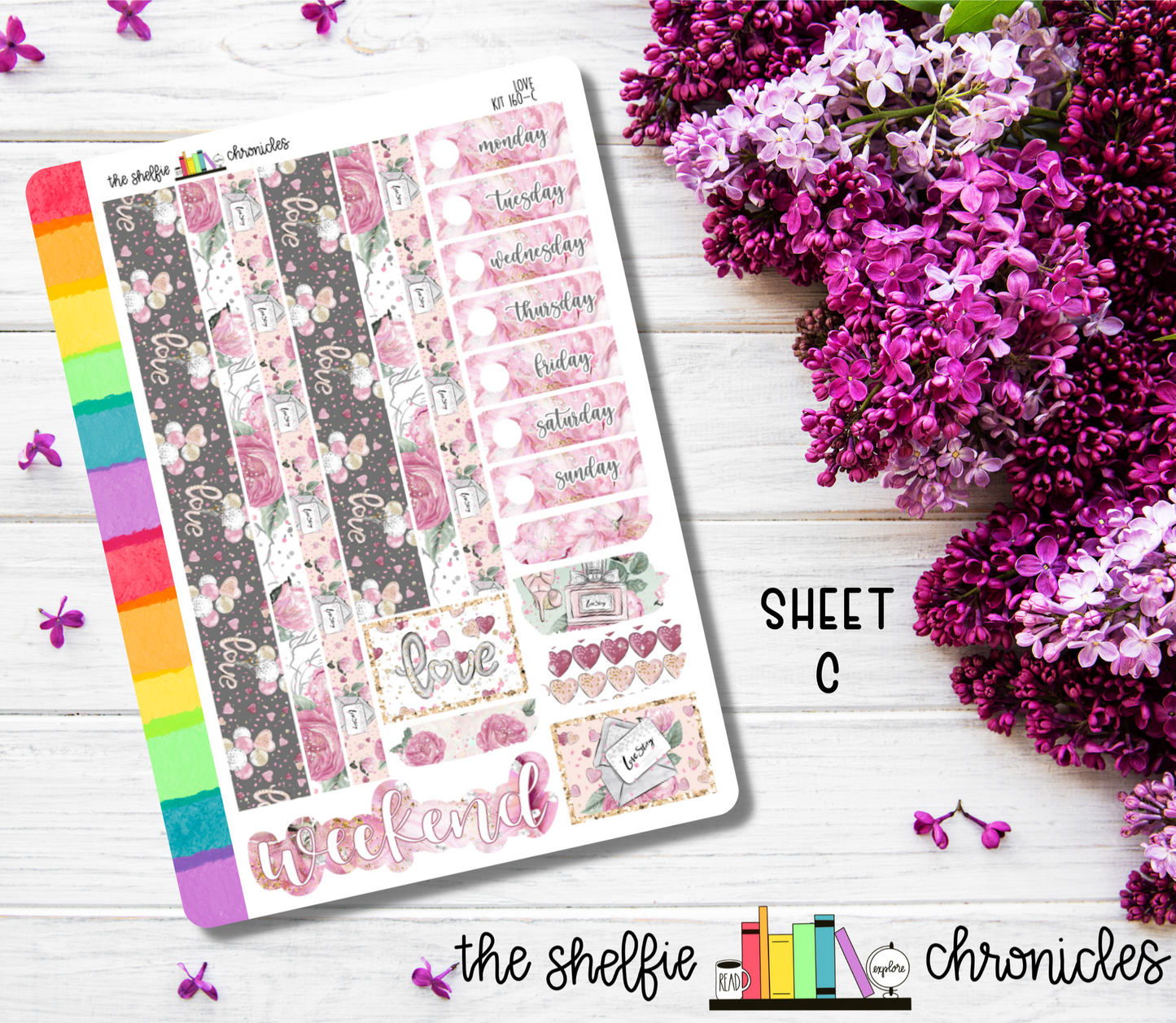 Kit 160 - Love Weekly Kit - Die Cut Stickers - Repositionable Paper - Made To Fit 7x9 Planners