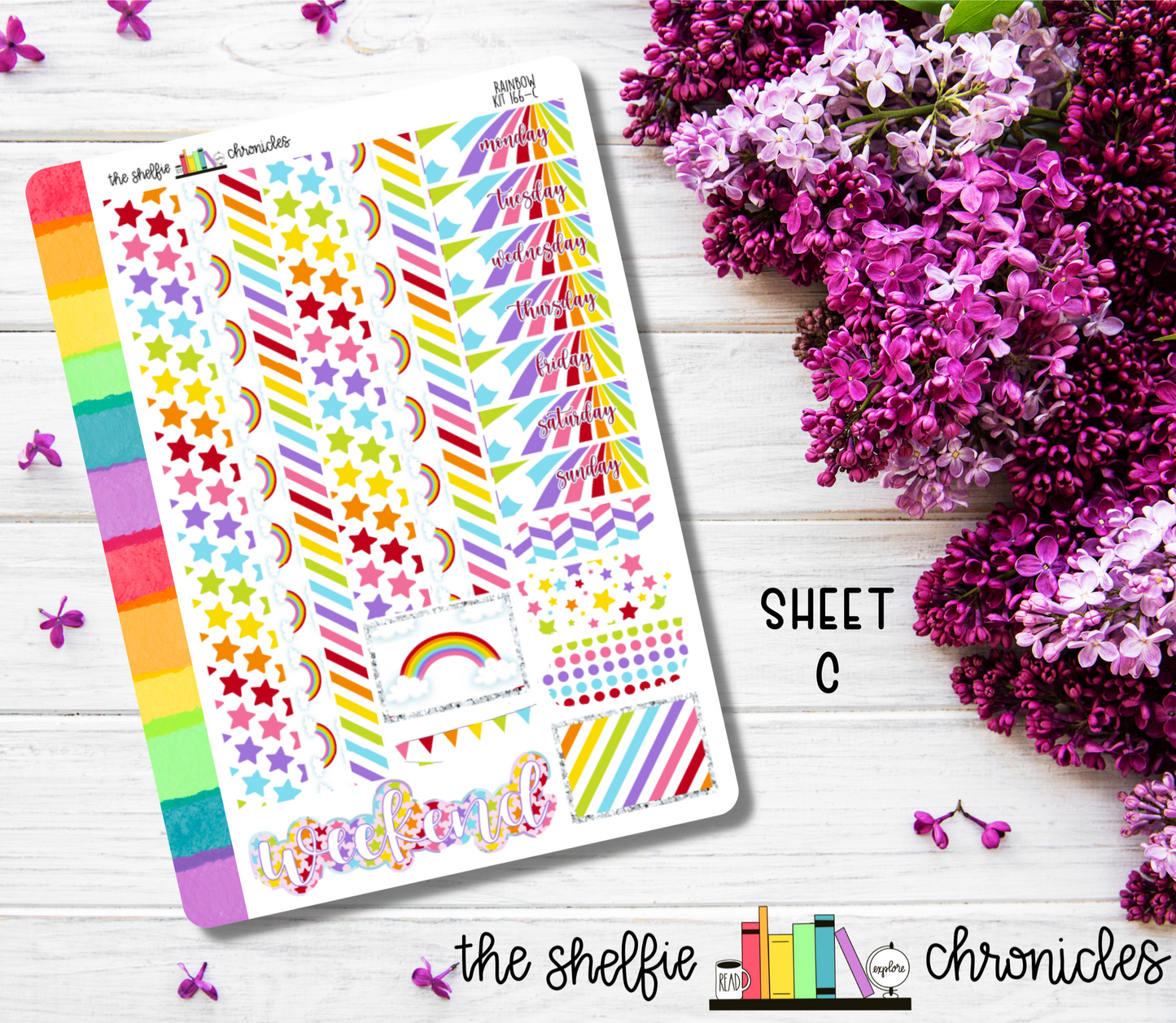 Kit 166 - Rainbow Weekly Kit - Die Cut Stickers - Repositionable Paper - Made To Fit 7x9 Planners