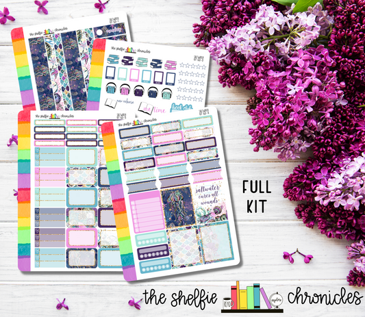 Kit 168 - Saltwater Weekly Kit - Die Cut Stickers - Repositionable Paper - Made To Fit 7x9 Planners