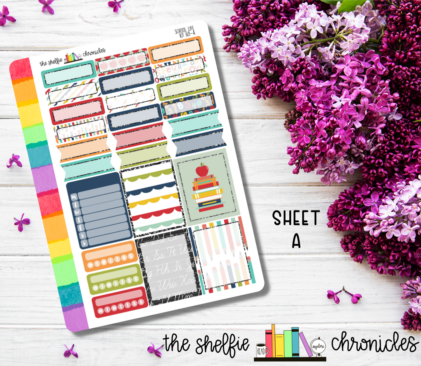 Kit 169 - School Life Weekly Kit - Die Cut Stickers - Repositionable Paper - Made To Fit 7x9 Planners