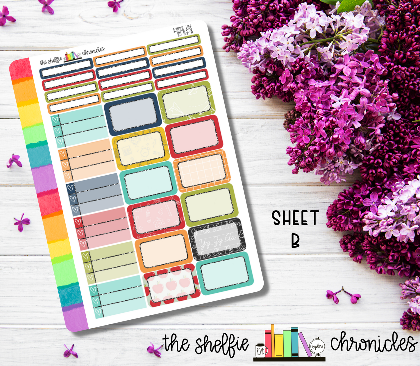 Kit 169 - School Life Weekly Kit - Die Cut Stickers - Repositionable Paper - Made To Fit 7x9 Planners