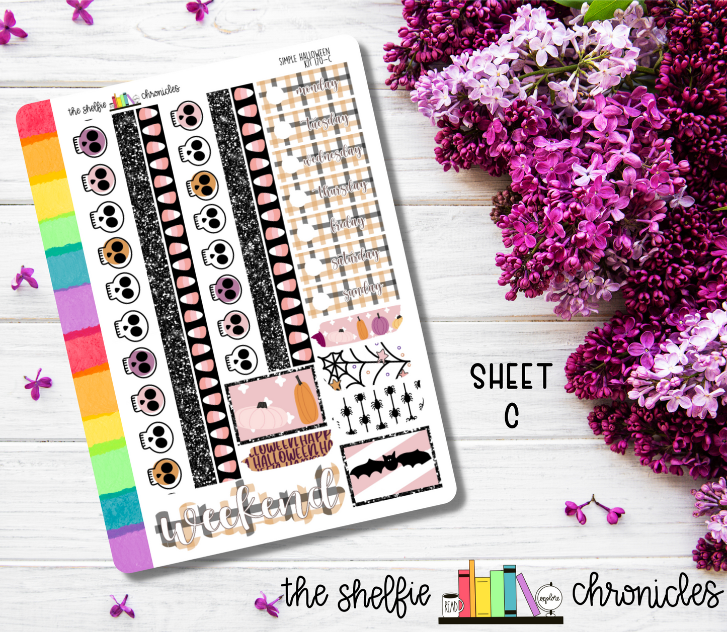 Kit 170 - Simple Halloween Weekly Kit - Die Cut Stickers - Repositionable Paper - Made To Fit 7x9 Planners