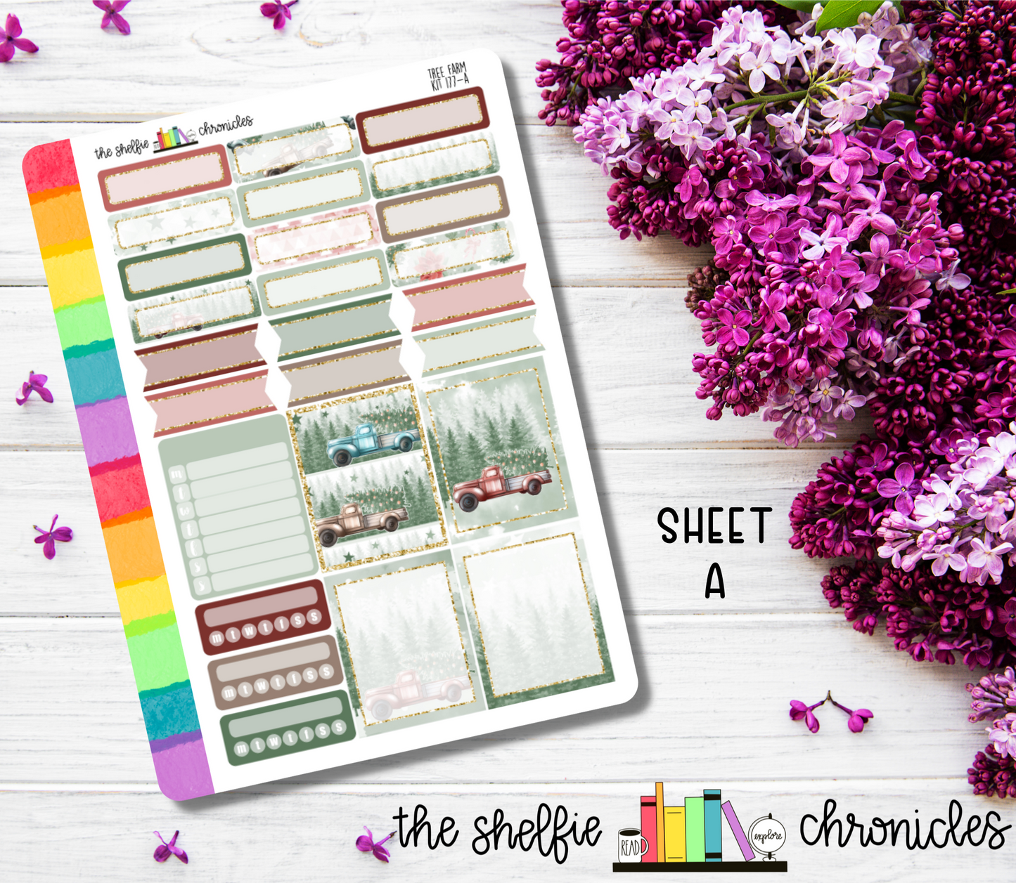 Kit 177 - Tree Farm Weekly Kit - Die Cut Stickers - Repositionable Paper - Made To Fit 7x9 Planners