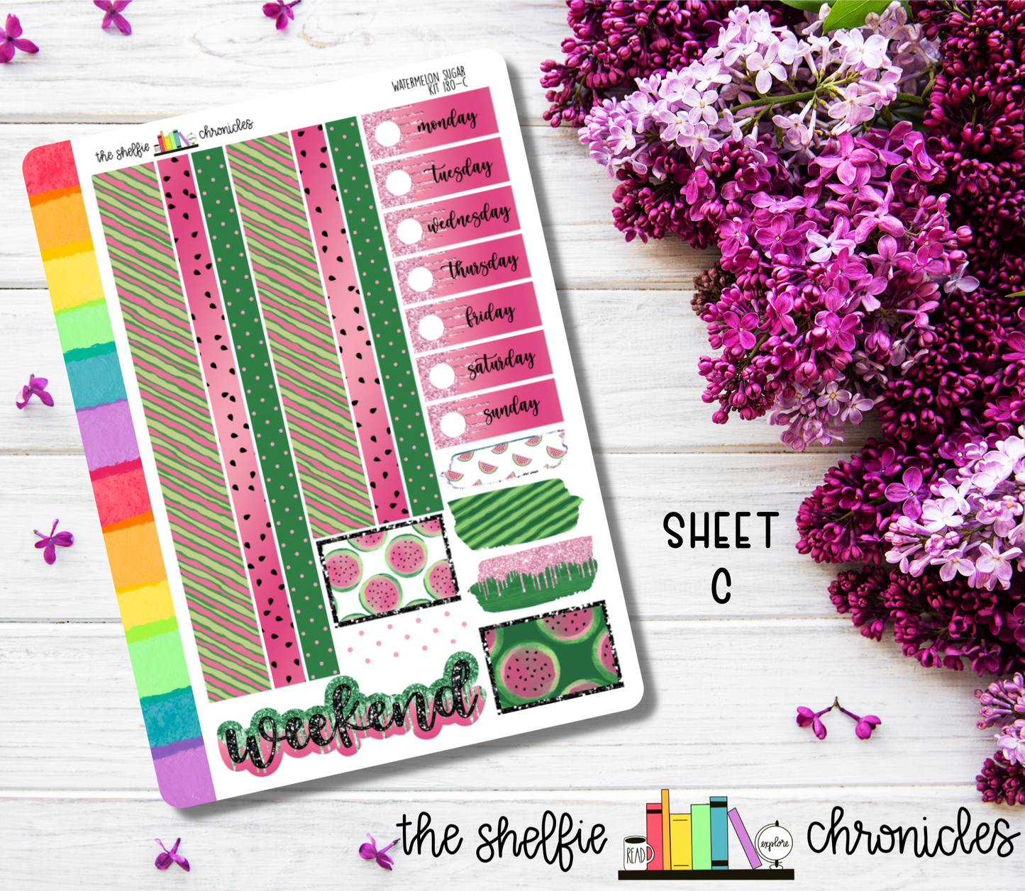 Kit 180 - Watermelon Sugar Weekly Kit - Die Cut Stickers - Repositionable Paper - Made To Fit 7x9 Planners
