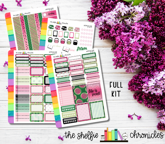 Kit 180 - Watermelon Sugar Weekly Kit - Die Cut Stickers - Repositionable Paper - Made To Fit 7x9 Planners