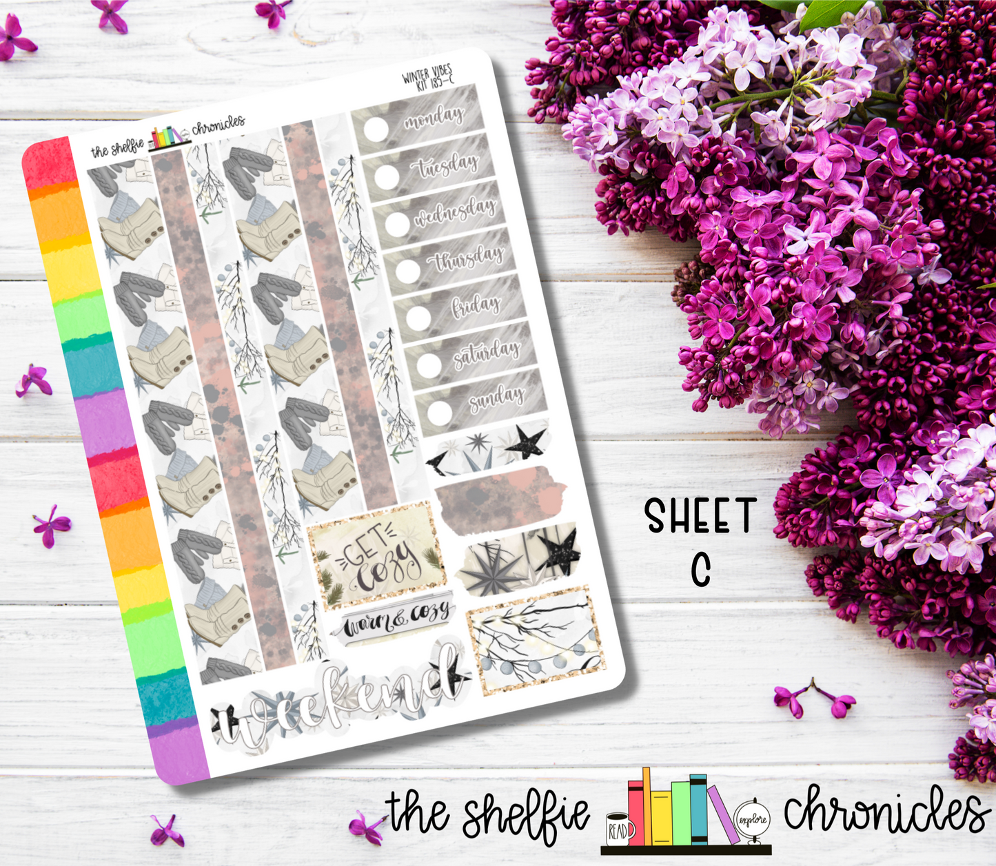 Kit 185 - Winter Vibes Weekly Kit - Die Cut Stickers - Repositionable Paper - Made To Fit 7x9 Planners