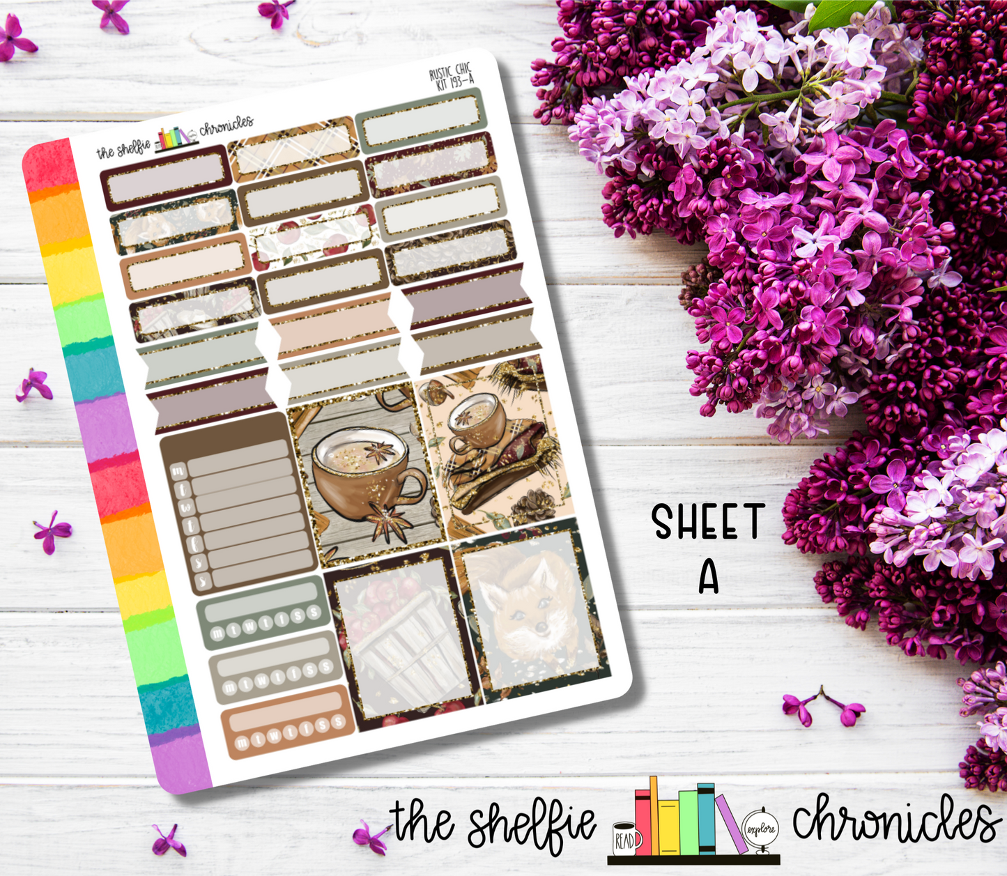 Kit 193 - Rustic Chic Weekly Kit - Die Cut Stickers - Repositionable Paper - Made To Fit 7x9 Planners